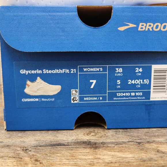 Brooks Glycerin StealthFit 21 Sz 7 Womens Marshmallow Cream Beige Running Shoe - Picture 14 of 14